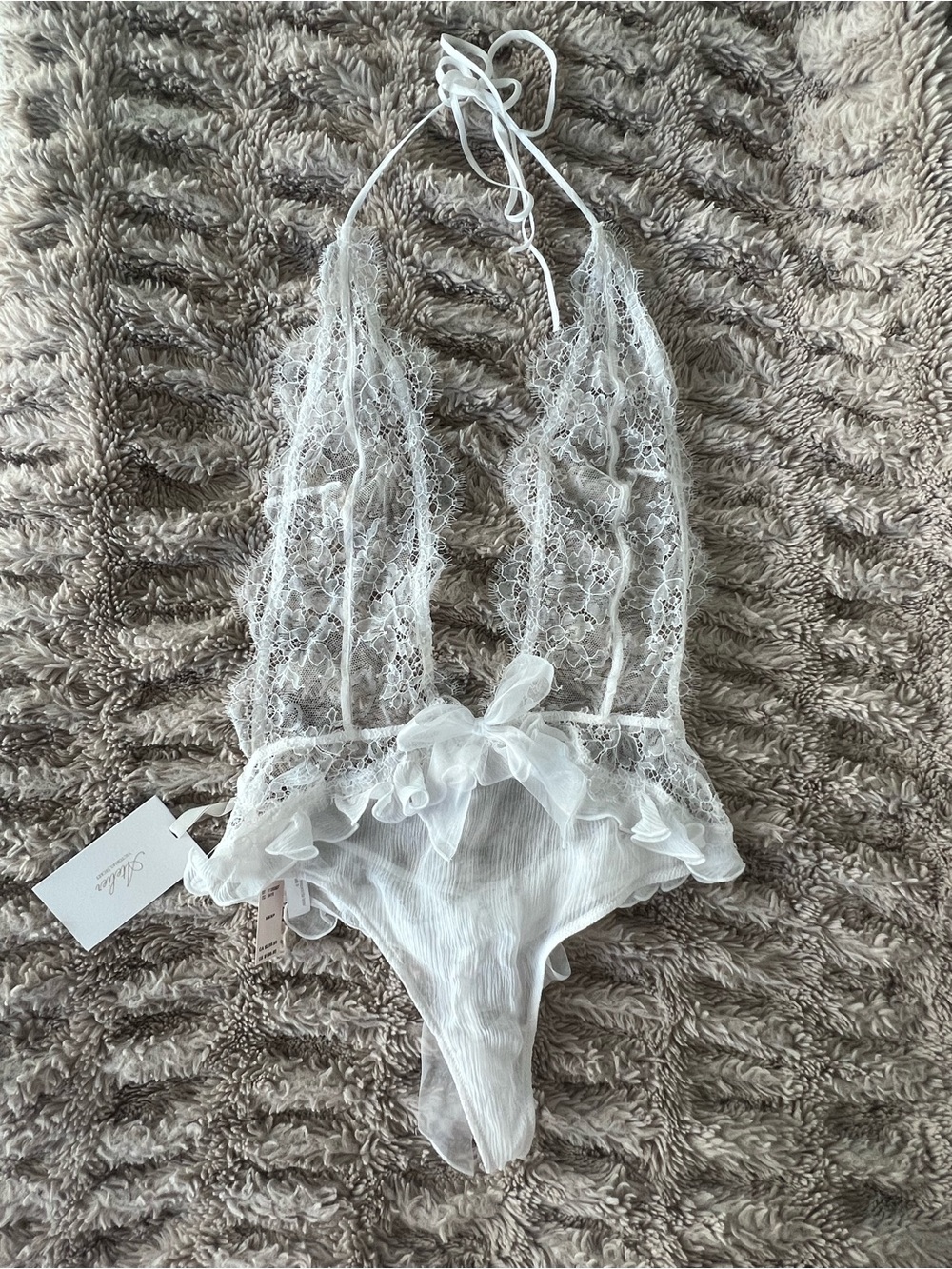Victoria's Secret Atelier White Lace Halter Teddy Bodysuit Lingerie